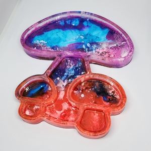 Funky Colorful Resin Mushroom Tray Jewelry Rolling Tray Vanity Make up Holder